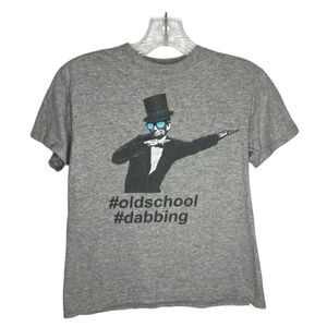 5/$15 Fifth Sun Gray Short Sleeve Casual Graphic Tee Abraham Lincoln Dabbing‎ S